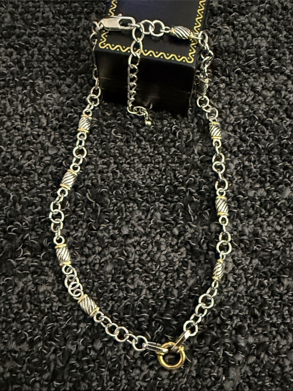 Fashion Jewelry Silver-Tone Chain Necklace with Textured Beads